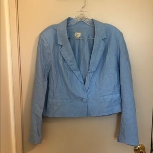 a new day Light Blue Cropped Single-Button Blazer
